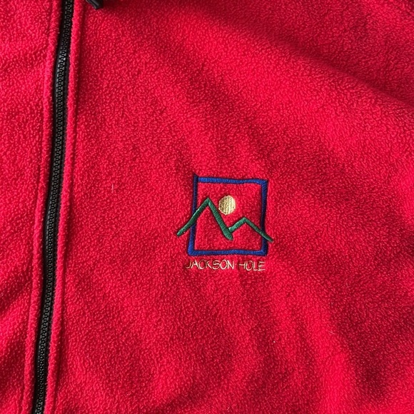 Red Vintage Jackson Hole fleece Timberline Colorado men’s size L - Picture 2 of 5